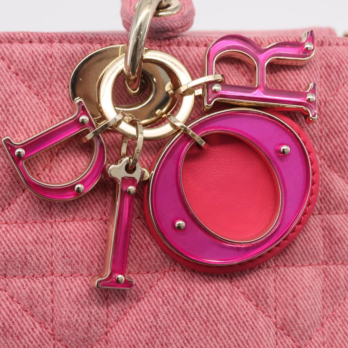 Christian Dior Macro Cannage Lady D Joy Satchel Denim 2way Pink Auth ka6565SAM