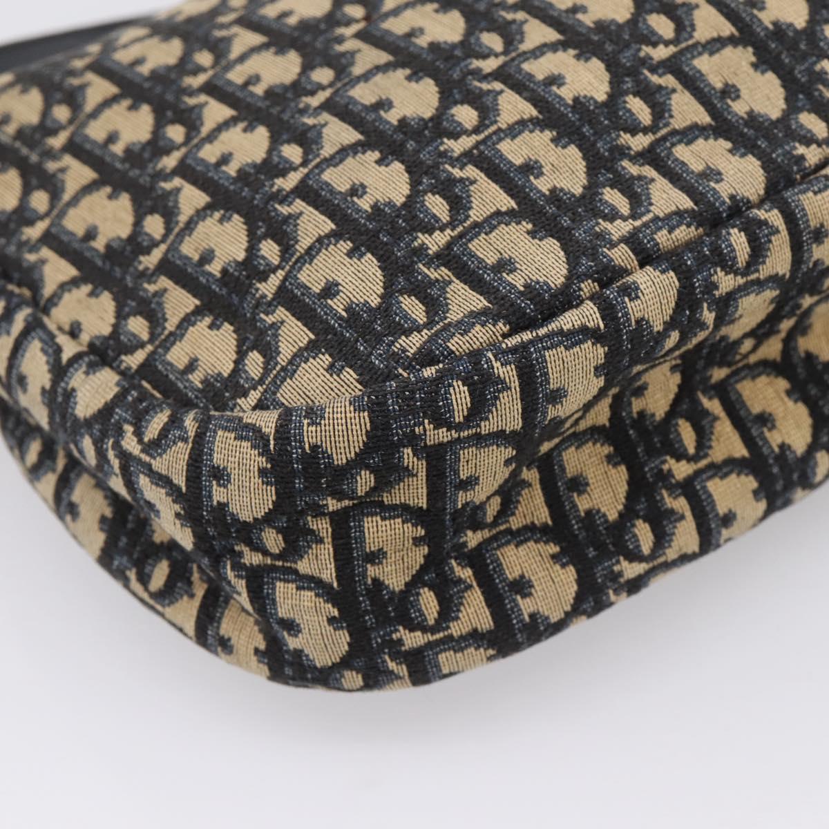 Christian Dior Trotter Canvas Shoulder Bag Navy Gold Auth ka6567