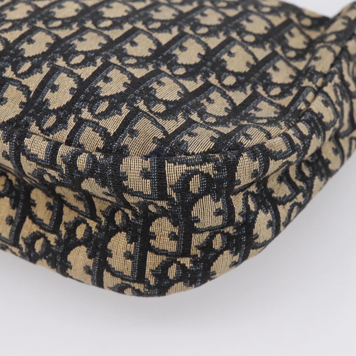Christian Dior Trotter Canvas Shoulder Bag Navy Gold Auth ka6567