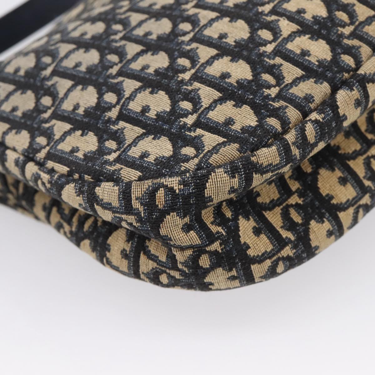 Christian Dior Trotter Canvas Shoulder Bag Navy Gold Auth ka6567