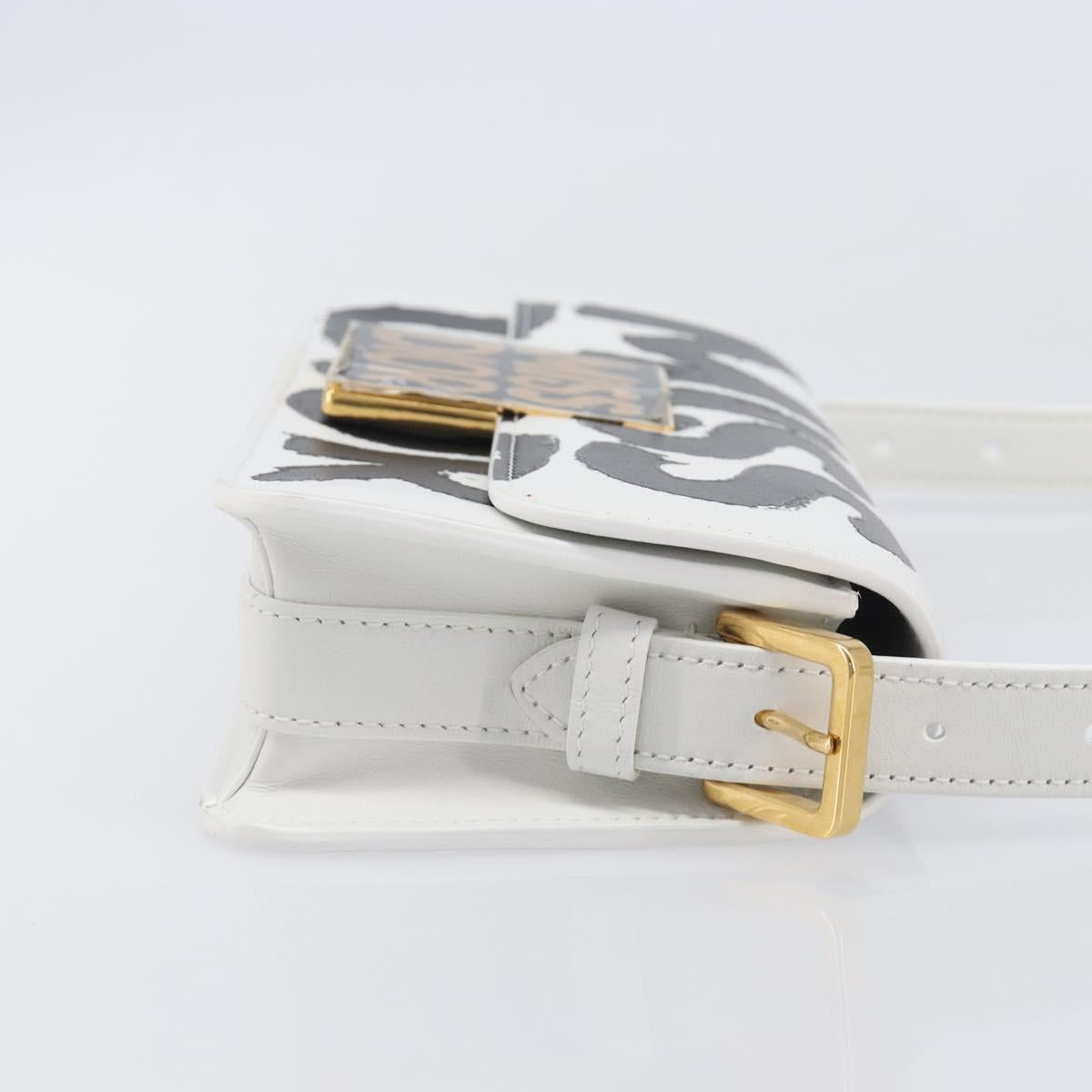 Christian Dior Miss Dior Shoulder Bag Leather White Gold Auth ka6568SAM