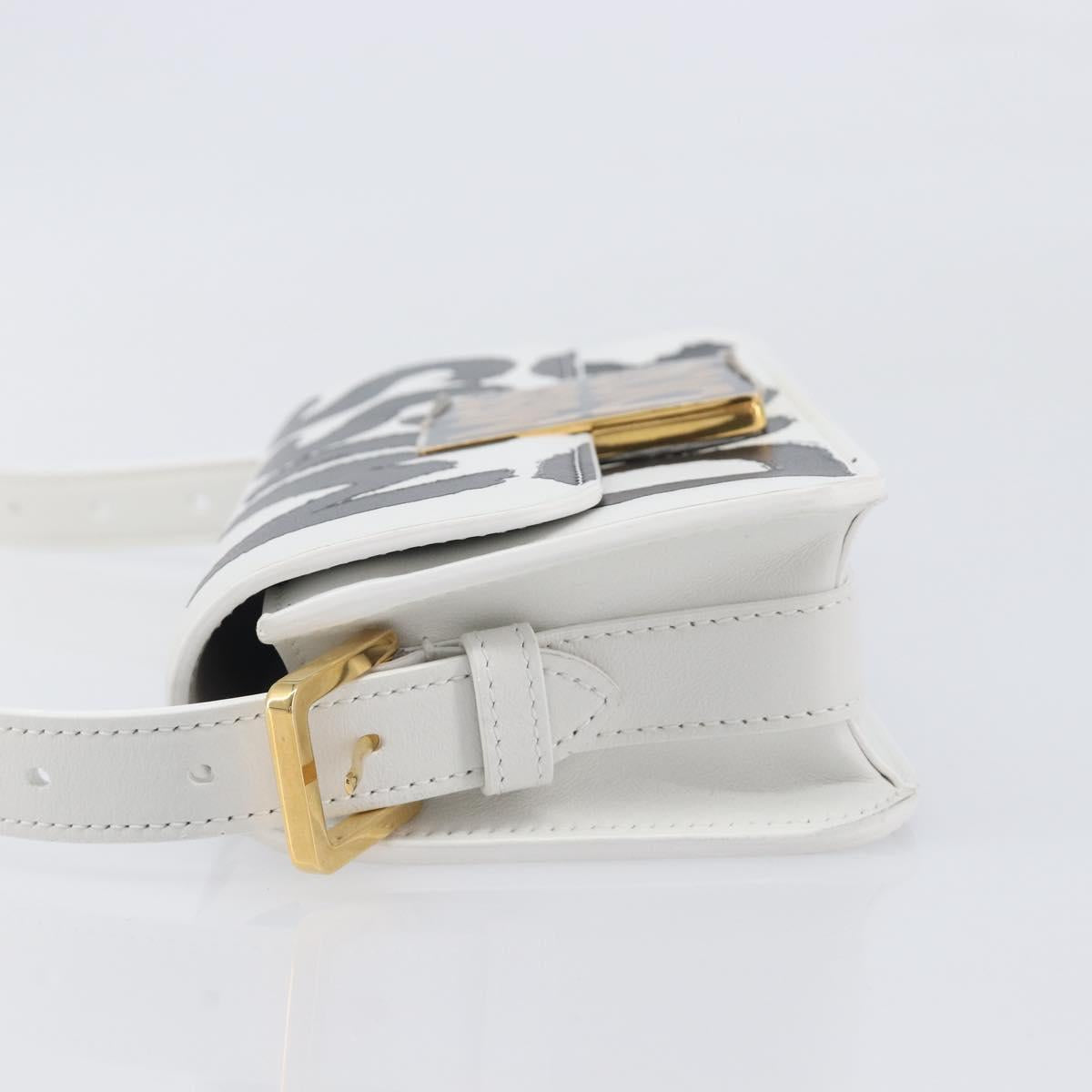 Christian Dior Miss Dior Shoulder Bag Leather White Gold Auth ka6568SAM