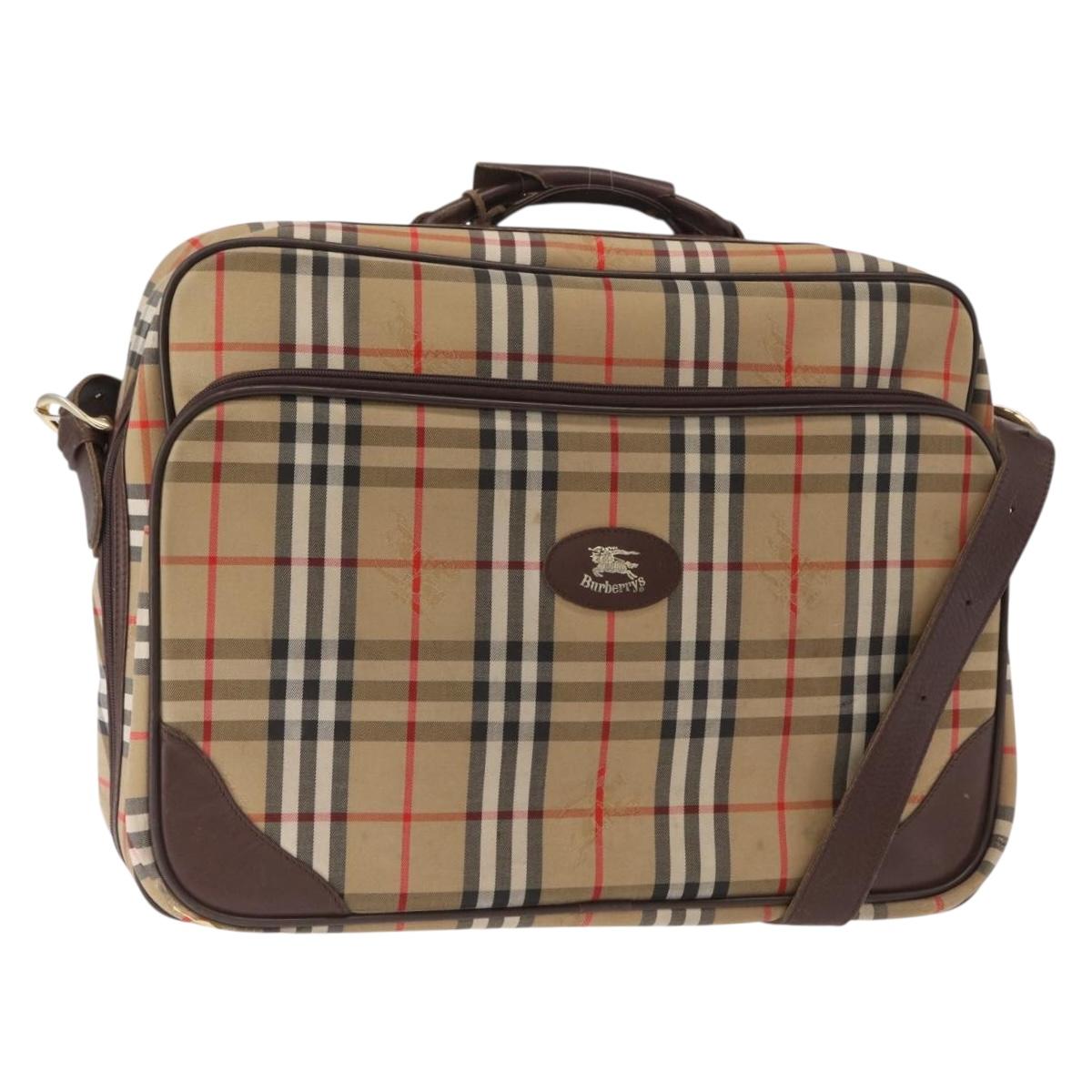 Burberrys Nova Check Travel Bag Canvas 2way Beige Auth ka657