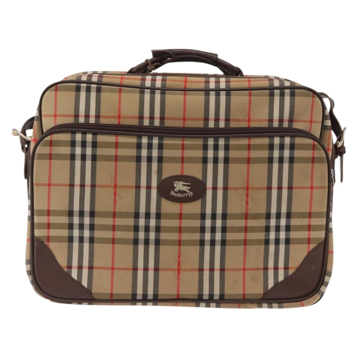 Burberrys Nova Check Travel Bag Canvas 2way Beige Auth ka657