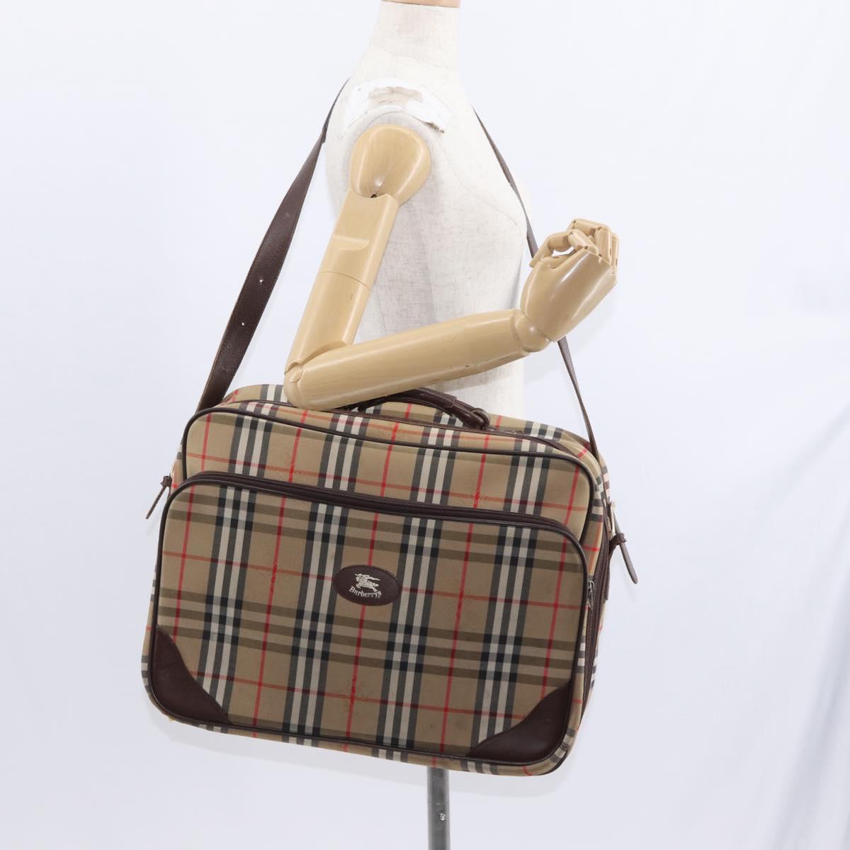 Burberrys Nova Check Travel Bag Canvas 2way Beige Auth ka657
