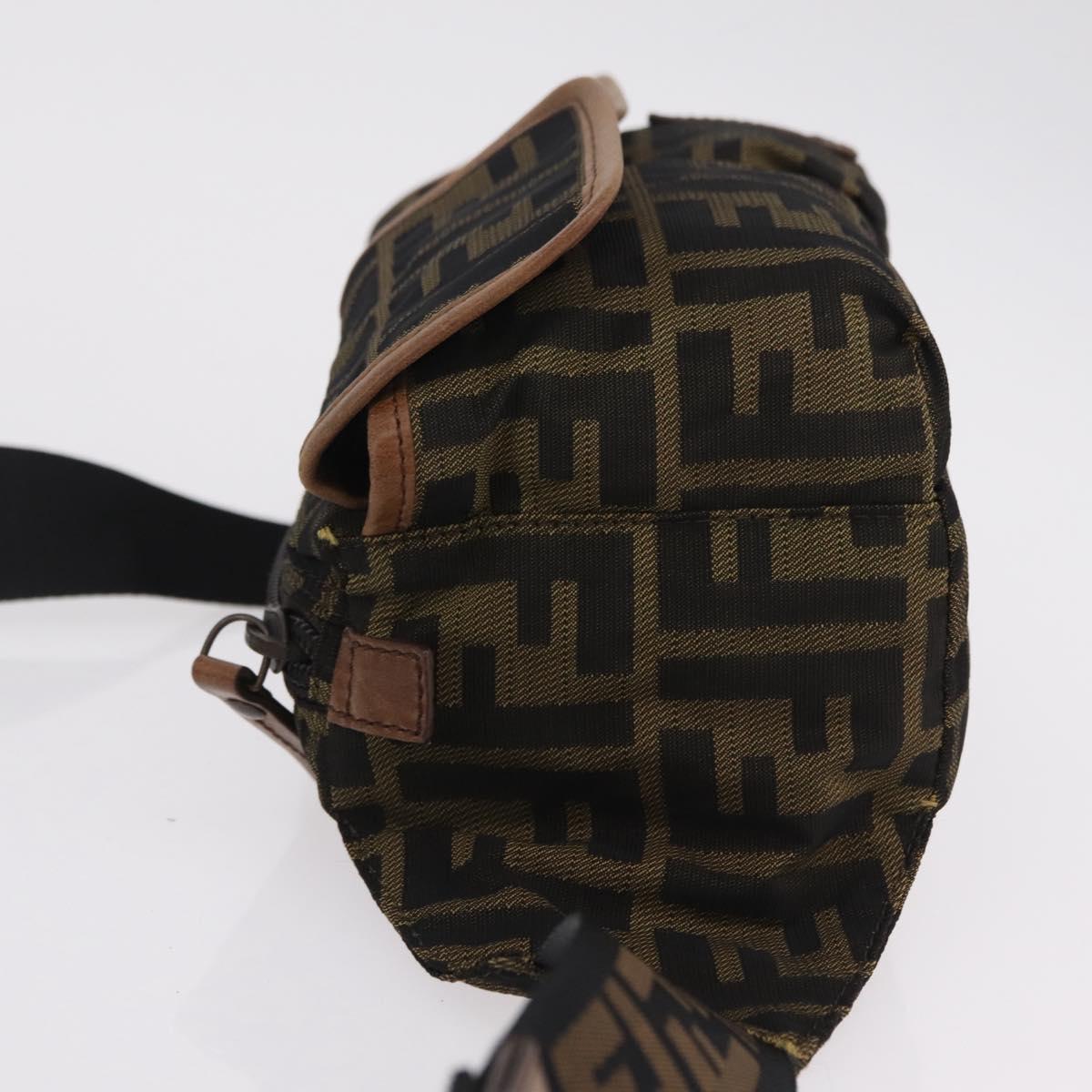 FENDI Zucca Canvas Waist bag Brown Black Auth ka6570A
