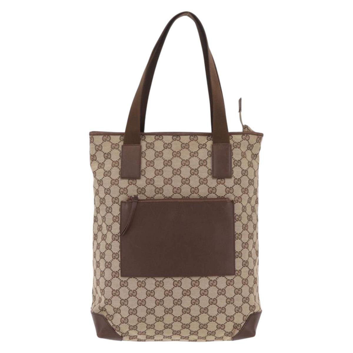 GUCCI GG Canvas Tote Bag Beige Silver 019 0401 Auth ka6572