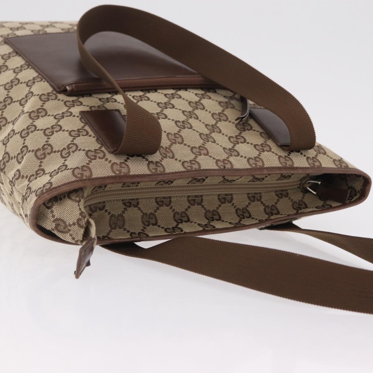 GUCCI GG Canvas Tote Bag Beige Silver 019 0401 Auth ka6572