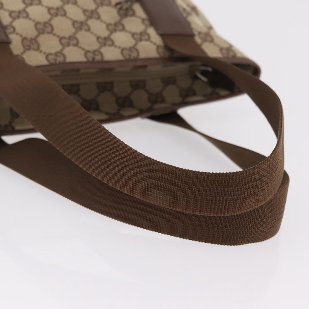 GUCCI GG Canvas Tote Bag Beige Silver 019 0401 Auth ka6572