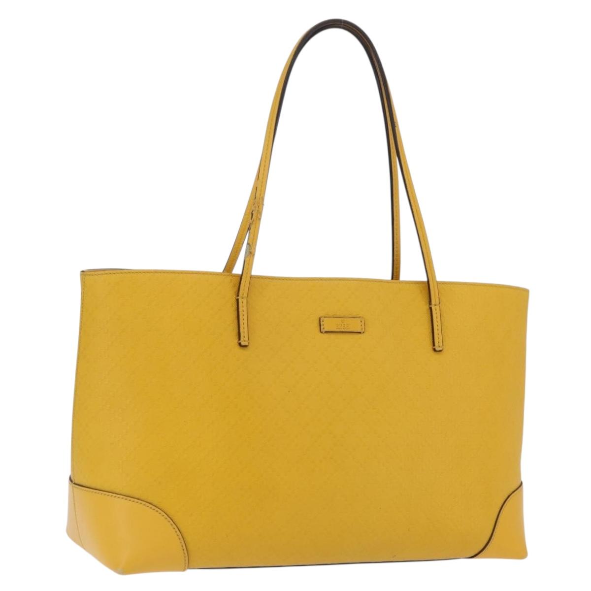 GUCCI Diamante Tote Bag Leather Yellow 353397 Auth ka6575
