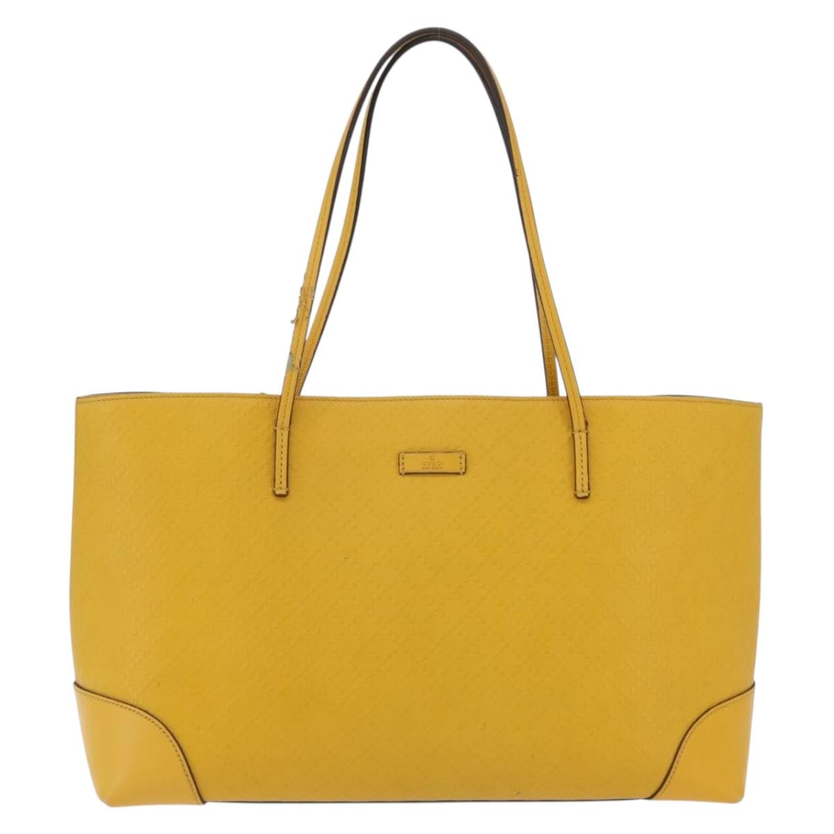 GUCCI Diamante Tote Bag Leather Yellow 353397 Auth ka6575