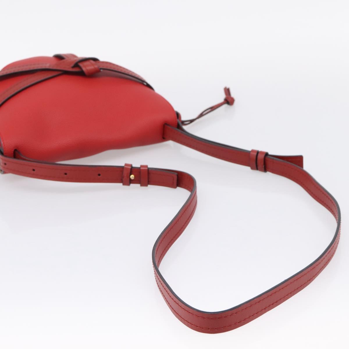 LOEWE Gate Bag Shoulder Bag Leather Red Gold Auth ka6580V