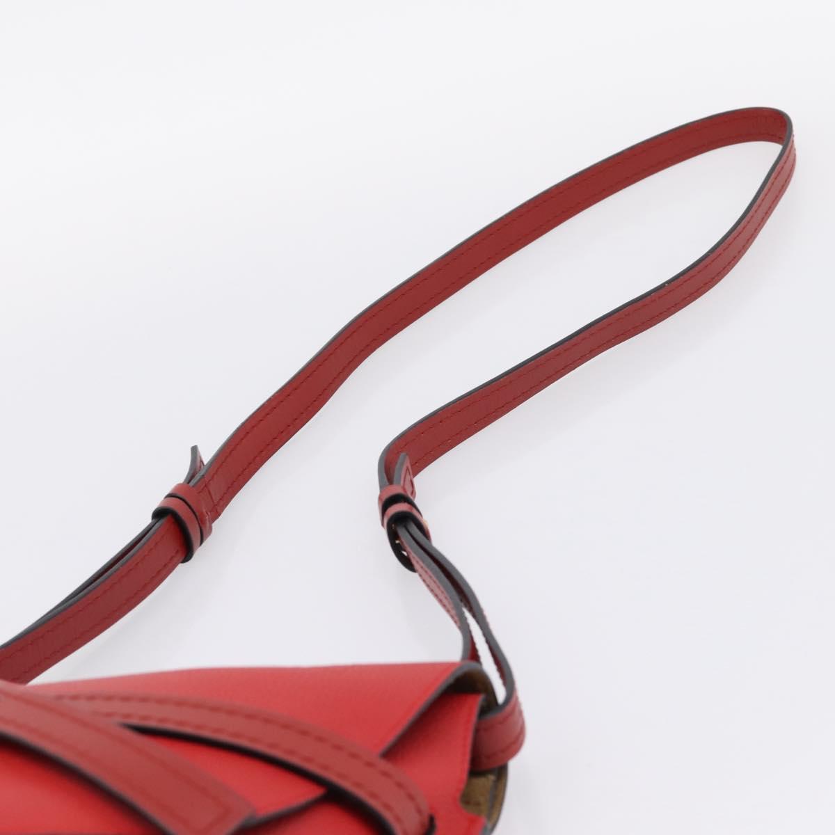 LOEWE Gate Bag Shoulder Bag Leather Red Gold Auth ka6580V