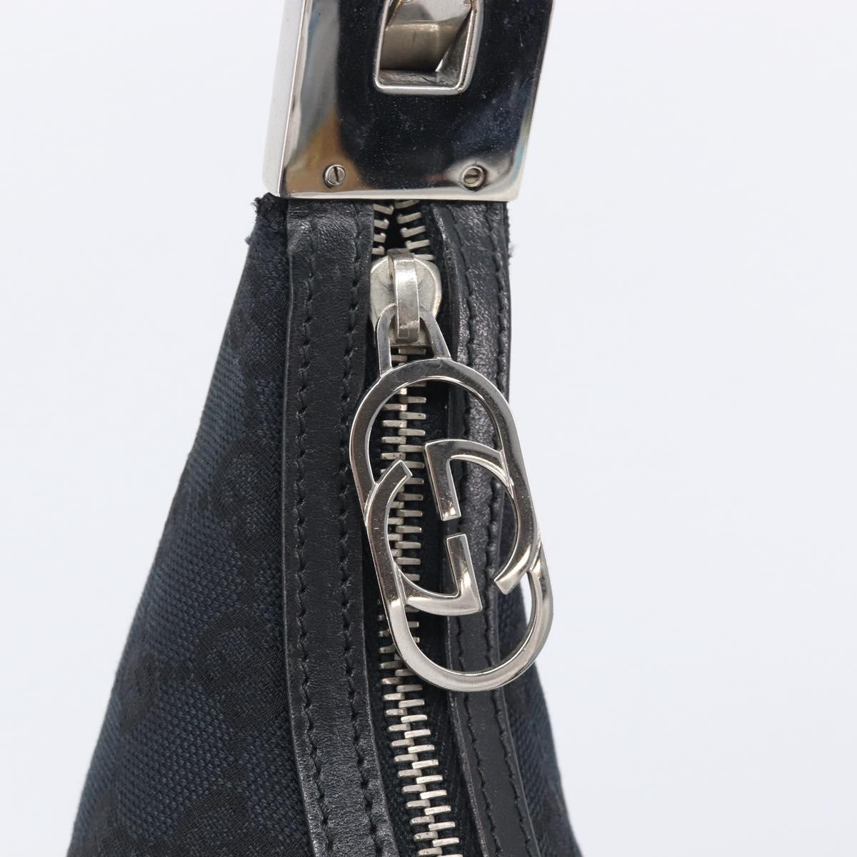 GUCCI GG Canvas Shoulder Bag Black Silver 001 3812 2123 Auth ka6584