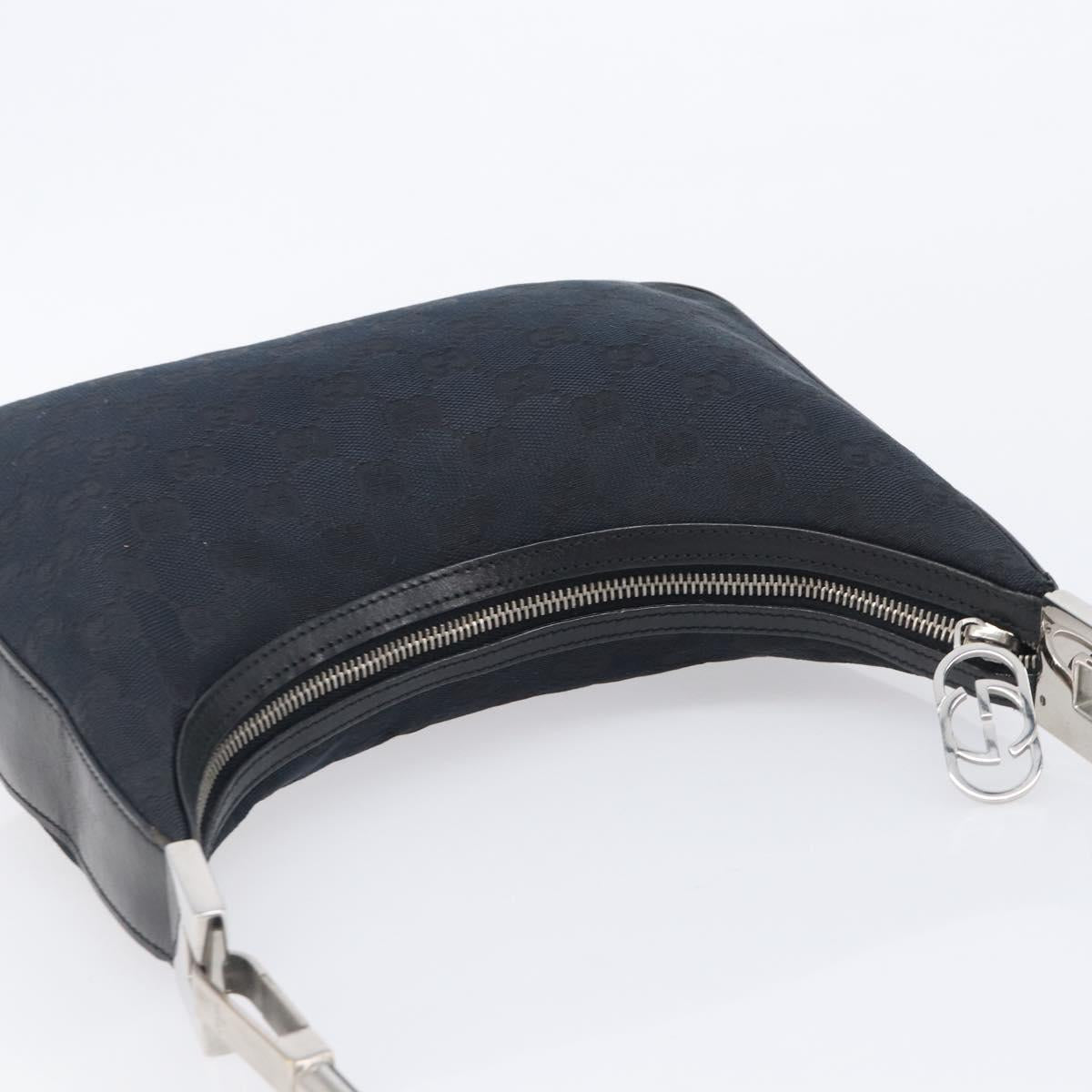GUCCI GG Canvas Shoulder Bag Black Silver 001 3812 2123 Auth ka6584