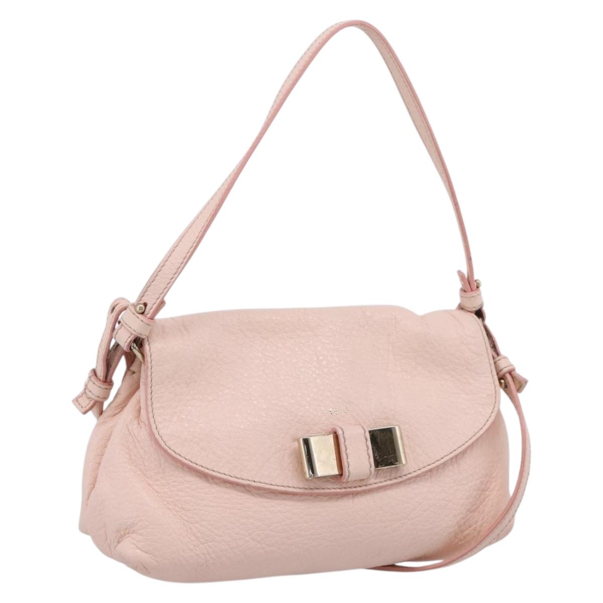 Chloe Lily Shoulder Bag Leather 2way Pink Gold Auth ka6587
