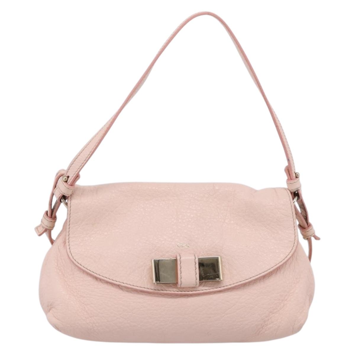 Chloe Lily Shoulder Bag Leather 2way Pink Gold Auth ka6587