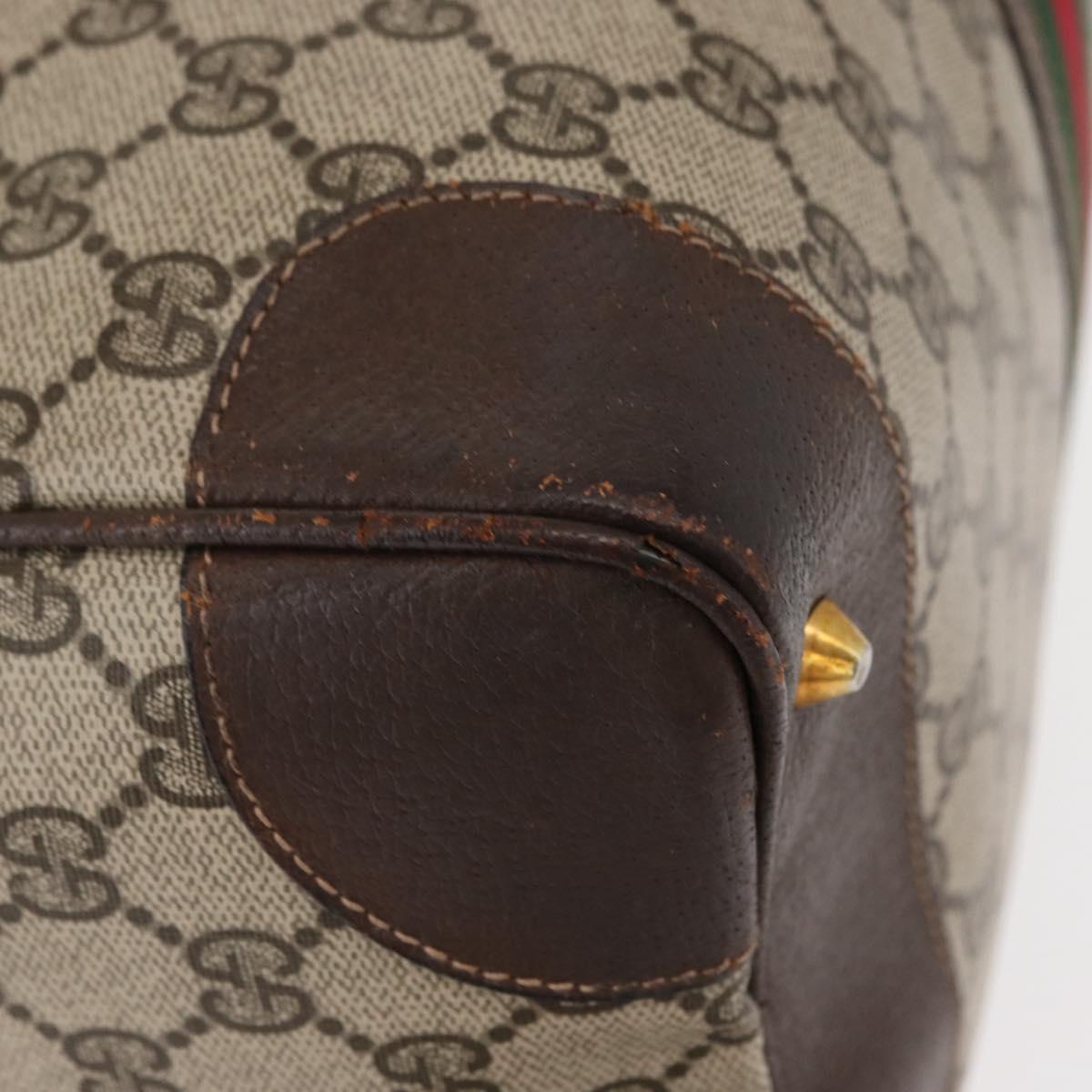 GUCCI GG Supreme Web Sherry Line Hand Bag PVC Beige Gold Auth ka659