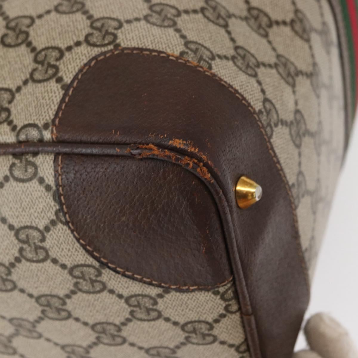 GUCCI GG Supreme Web Sherry Line Hand Bag PVC Beige Gold Auth ka659