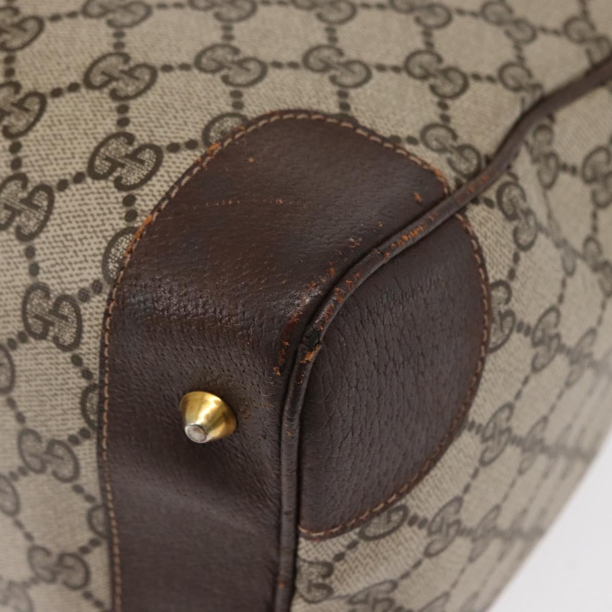 GUCCI GG Supreme Web Sherry Line Hand Bag PVC Beige Gold Auth ka659