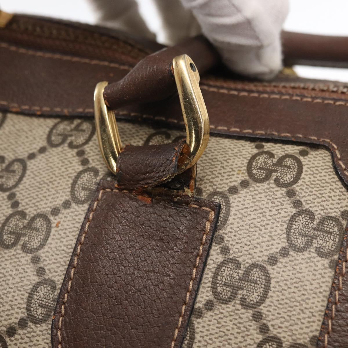 GUCCI GG Supreme Web Sherry Line Hand Bag PVC Beige Gold Auth ka659