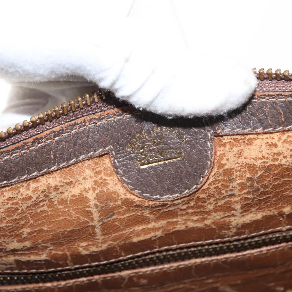 GUCCI GG Supreme Web Sherry Line Hand Bag PVC Beige Gold Auth ka659