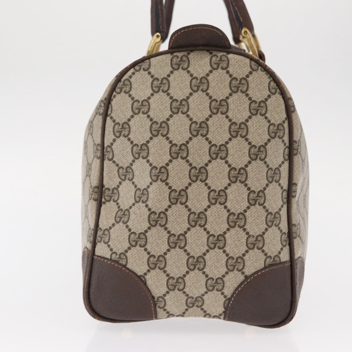 GUCCI GG Supreme Web Sherry Line Hand Bag PVC Beige Gold Auth ka659