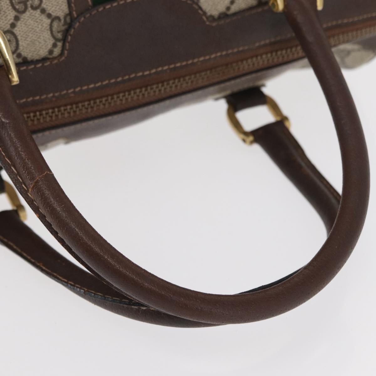 GUCCI GG Supreme Web Sherry Line Hand Bag PVC Beige Gold Auth ka659