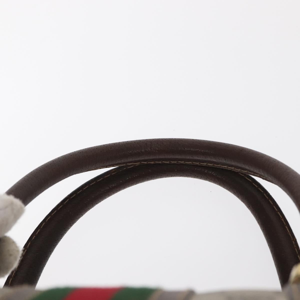 GUCCI GG Supreme Web Sherry Line Hand Bag PVC Beige Gold Auth ka659