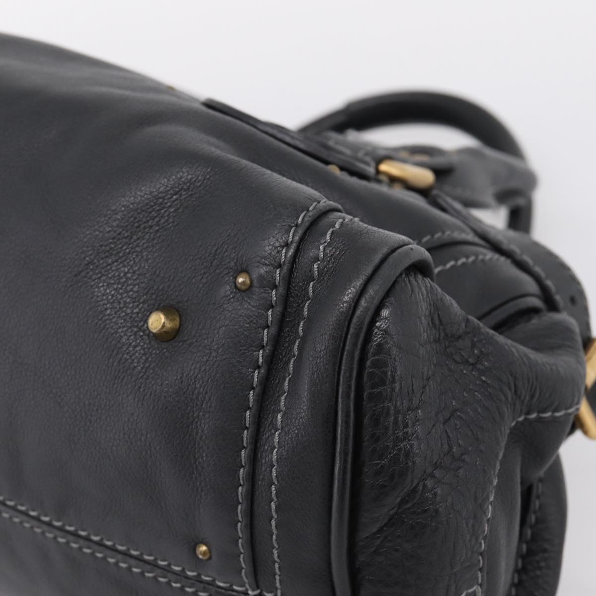 Chloe Paddington Hand Bag Leather Black Gold Auth ka6597V