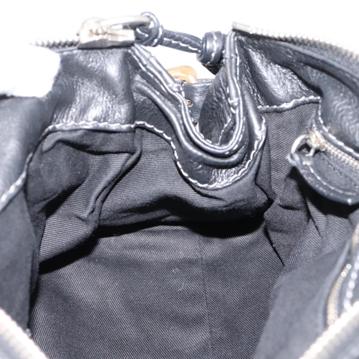 Chloe Paddington Hand Bag Leather Black Gold Auth ka6597V