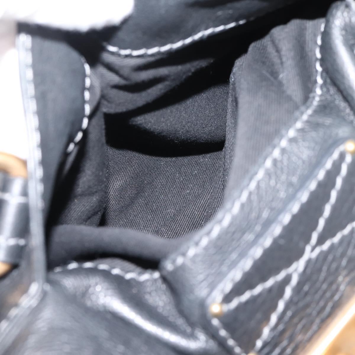 Chloe Paddington Hand Bag Leather Black Gold Auth ka6597V