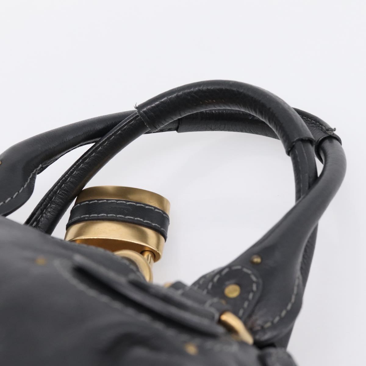 Chloe Paddington Hand Bag Leather Black Gold Auth ka6597V