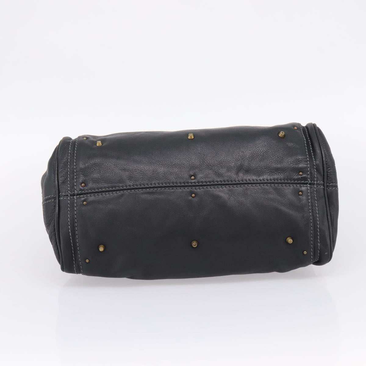 Chloe Paddington Hand Bag Leather Black Gold Auth ka6597V