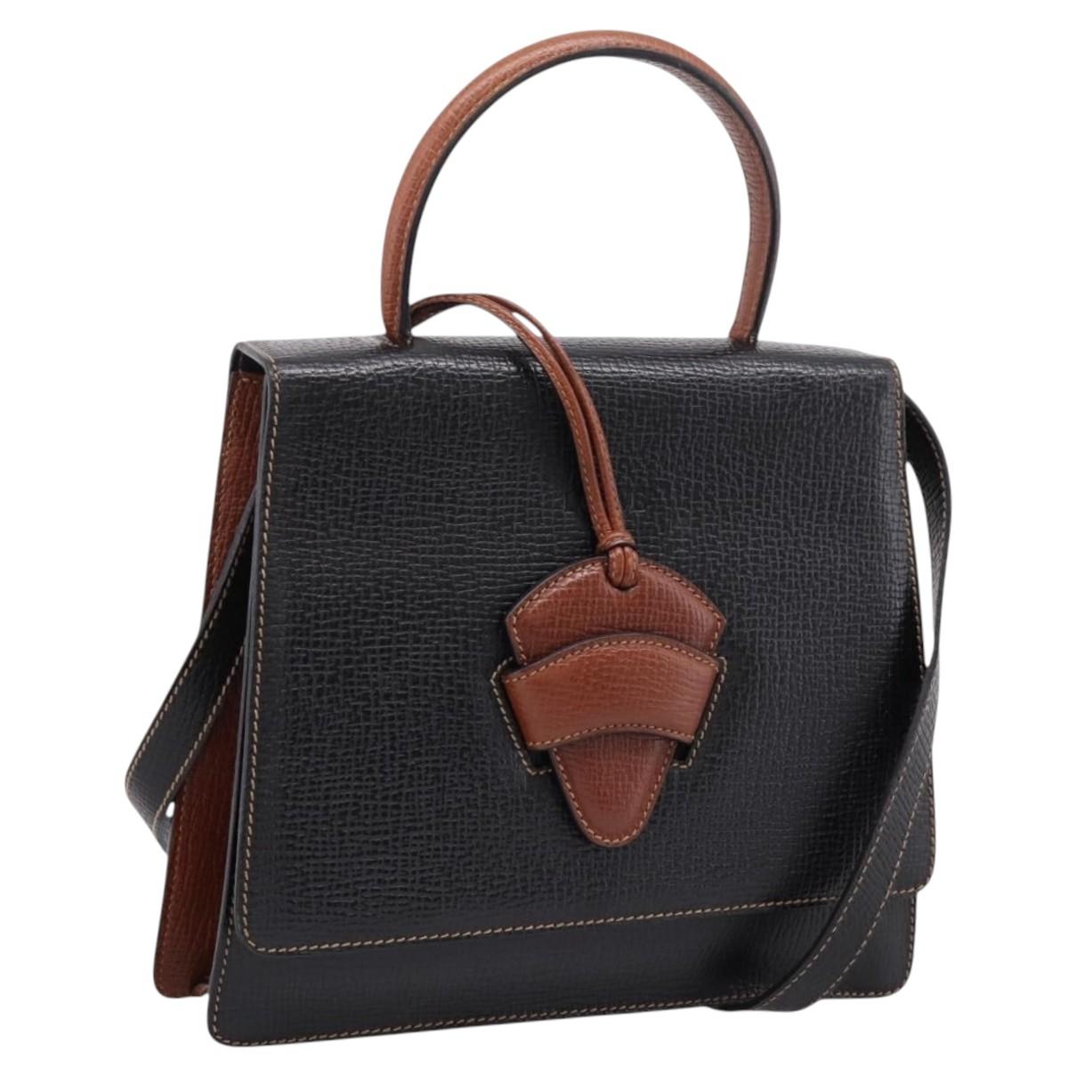 LOEWE Barcelona Hand Bag Leather 2way Black Auth ka6598V