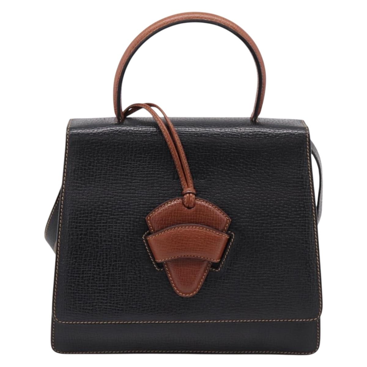 LOEWE Barcelona Hand Bag Leather 2way Black Auth ka6598V
