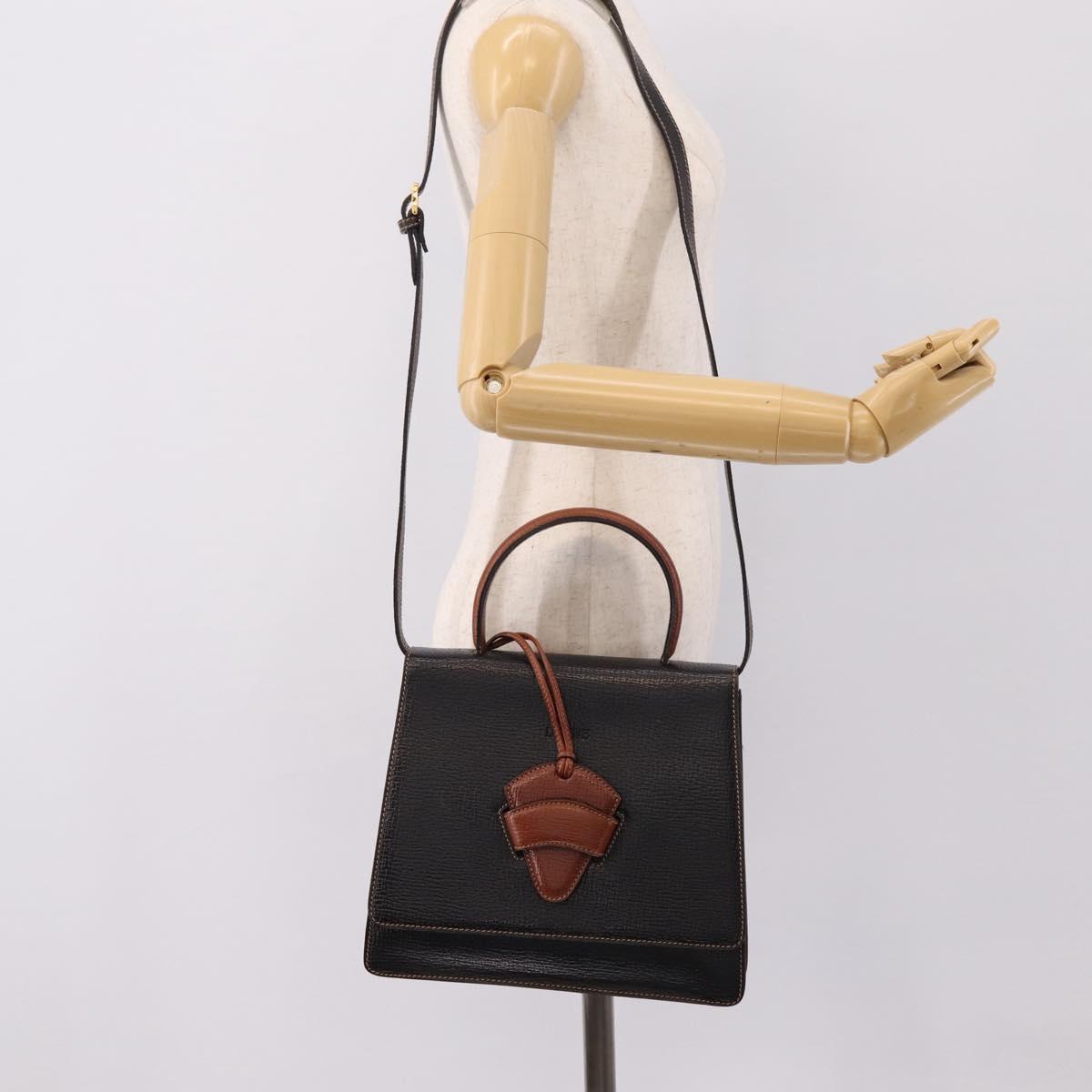 LOEWE Barcelona Hand Bag Leather 2way Black Auth ka6598V