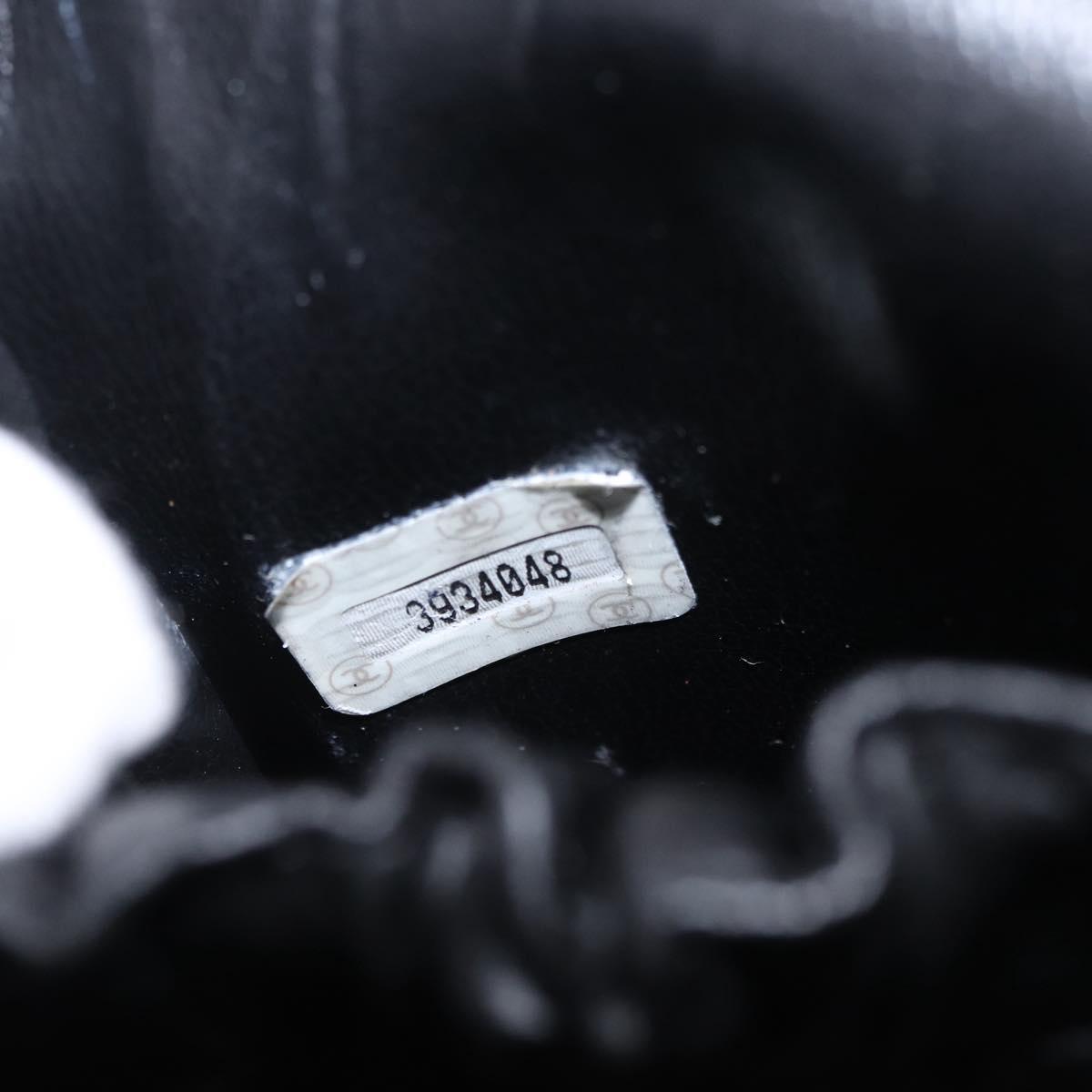 CHANEL Bicolore Vanity Hand Bag Lamb Skin Black Gold CC Auth ka6602V