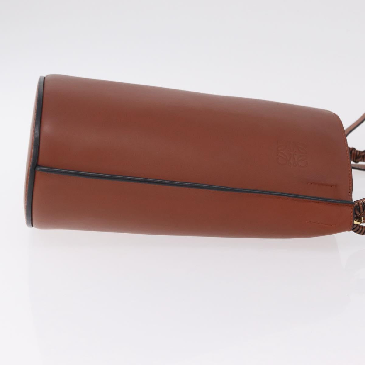 LOEWE Gate Baguette Shoulder Bag Leather 2way Brown Gold Auth ka6603V