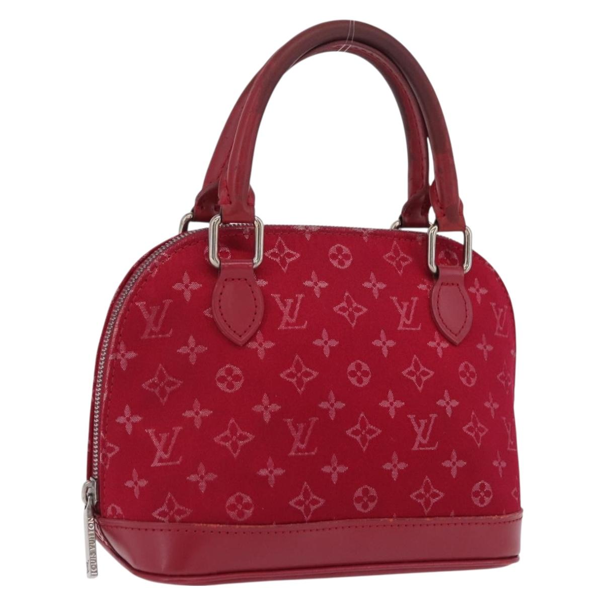 LOUIS VUITTON Monogram Satin Little Alma Hand Bag Red M92350 LV Auth ka6609
