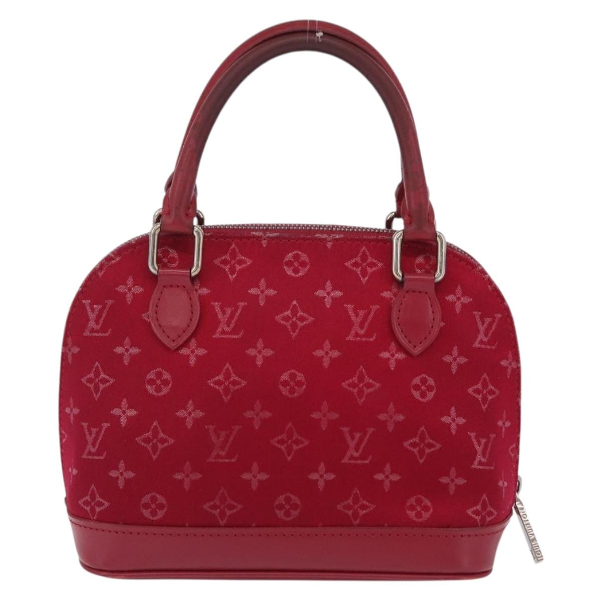 LOUIS VUITTON Monogram Satin Little Alma Hand Bag Red M92350 LV Auth ka6609