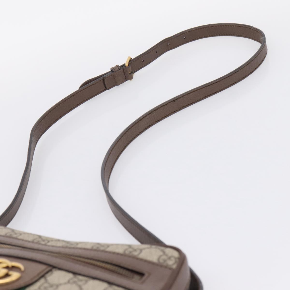 GUCCI GG Supreme Web Sherry Line Shoulder Bag PVC Beige Gold 547926 Auth ka6613V