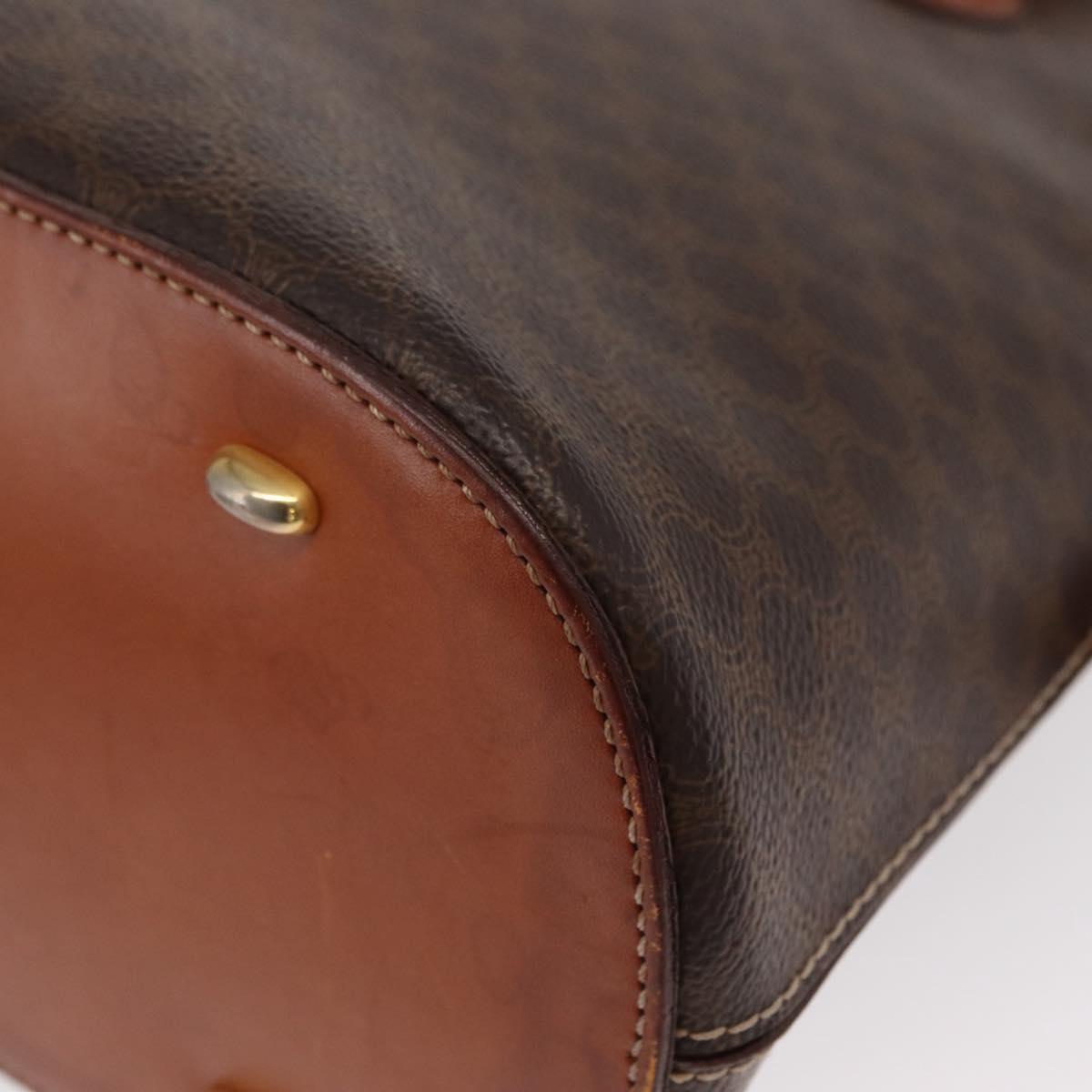 CELINE Macadam Canvas Hand Bag PVC Leather 2way Brown Gold Auth ka662