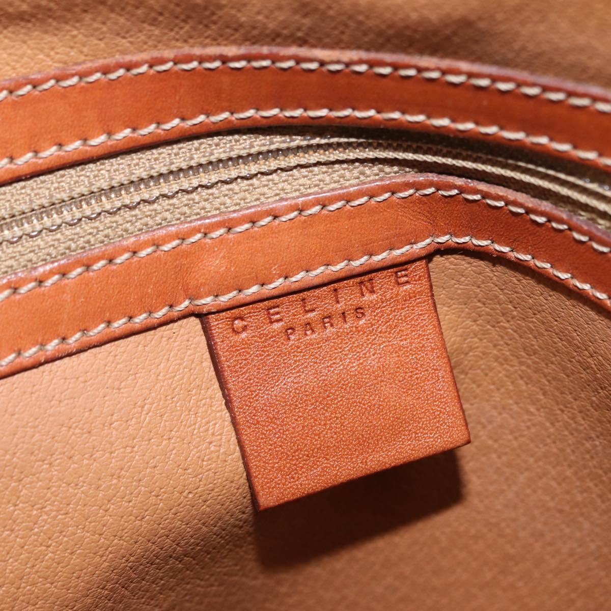 CELINE Macadam Canvas Hand Bag PVC Leather 2way Brown Gold Auth ka662