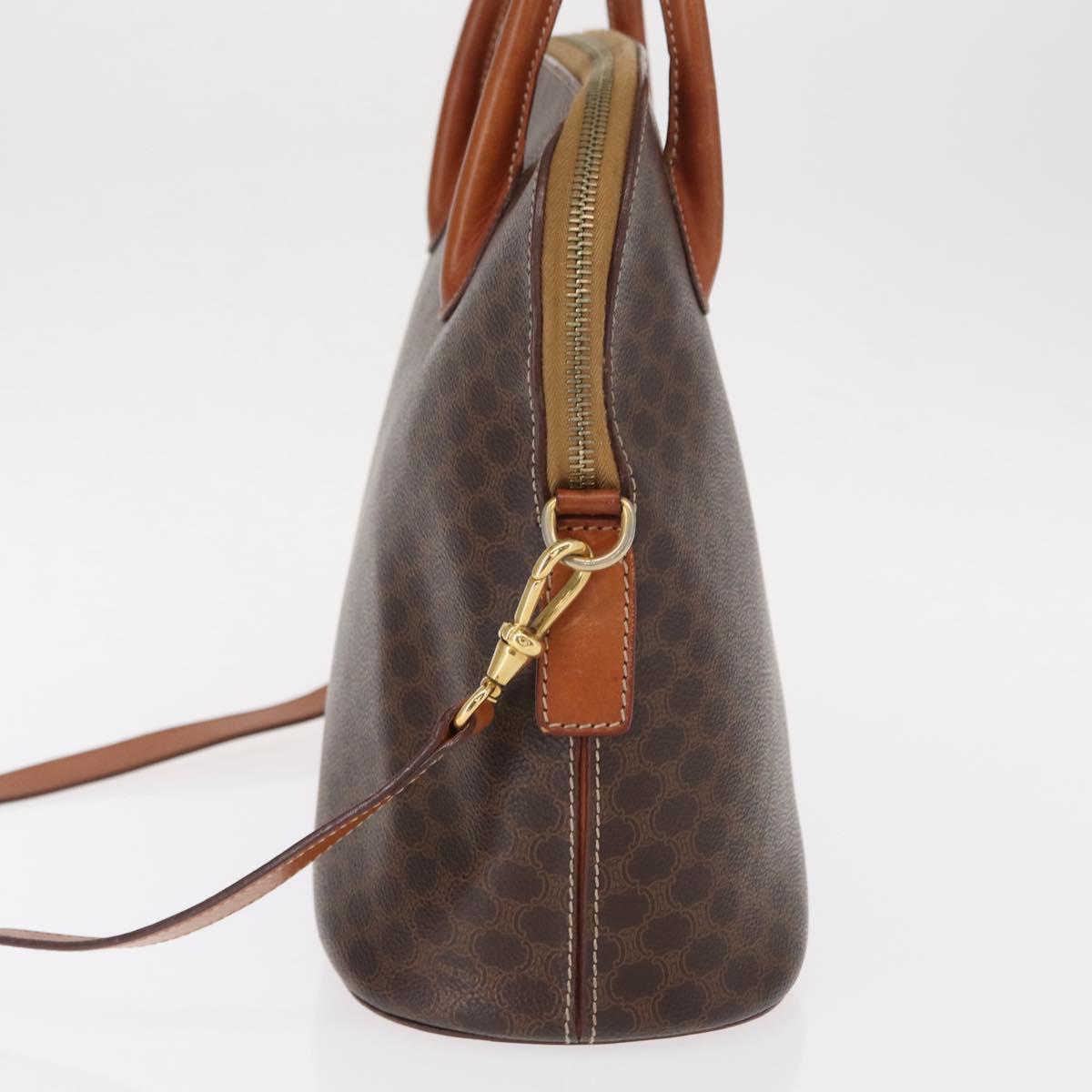 CELINE Macadam Canvas Hand Bag PVC Leather 2way Brown Gold Auth ka662