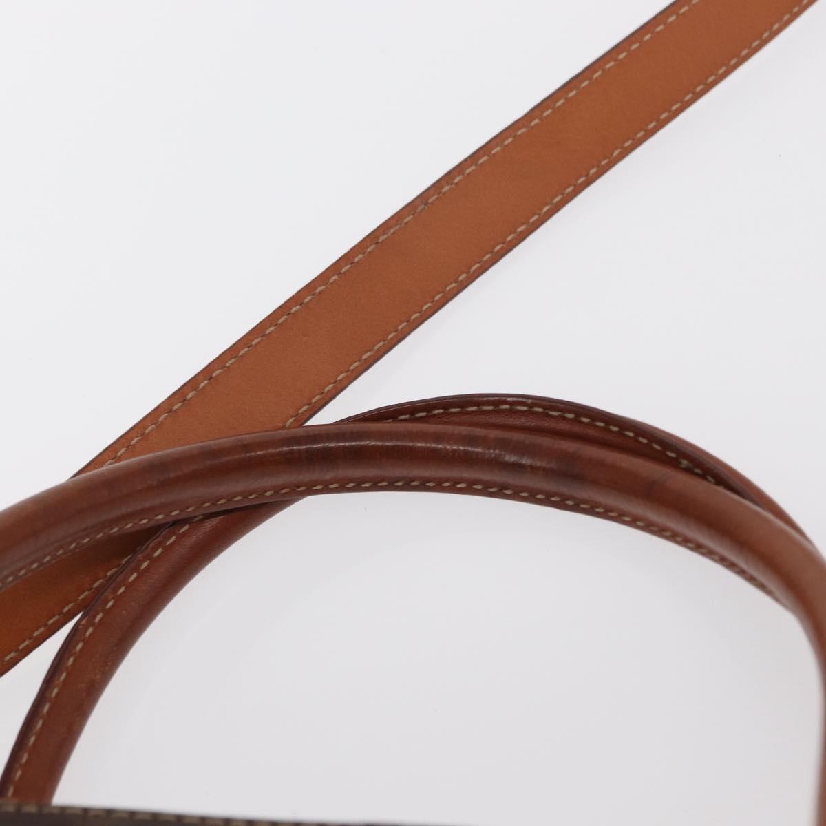 CELINE Macadam Canvas Hand Bag PVC Leather 2way Brown Gold Auth ka662