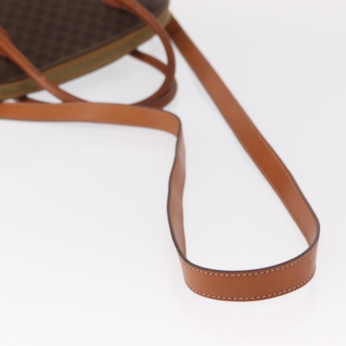 CELINE Macadam Canvas Hand Bag PVC Leather 2way Brown Gold Auth ka662