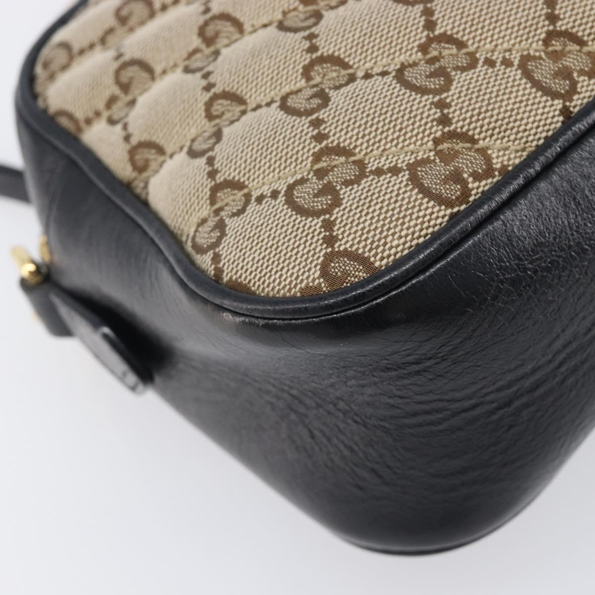 GUCCI GG Canvas GG Marmont Chain Shoulder Bag Black Gold 447632 Auth ka6623V