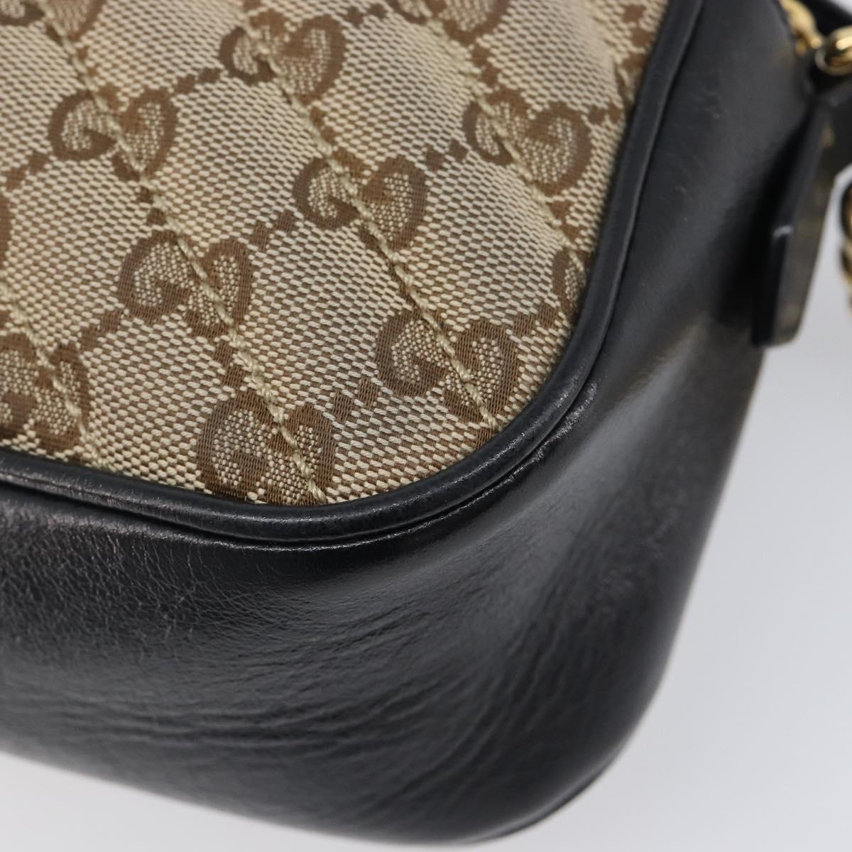 GUCCI GG Canvas GG Marmont Chain Shoulder Bag Black Gold 447632 Auth ka6623V