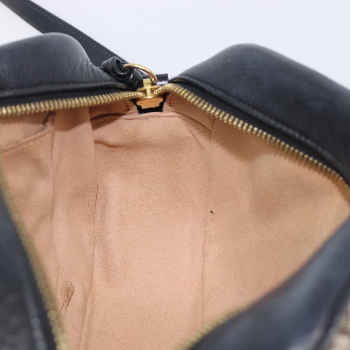 GUCCI GG Canvas GG Marmont Chain Shoulder Bag Black Gold 447632 Auth ka6623V